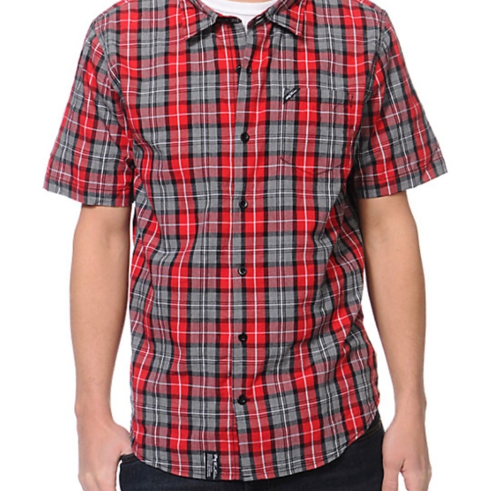 Men’s Lrg Brand Shortsleeved Plaid Button Up Shirt